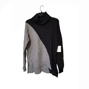 Ellen Tracy Gray Mix Charcoal Color Block Knit Sweater Long Sleeve Sweater‎ XS